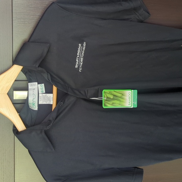 Women's Classic Black Bamboo Polo Shirt - Size M NWT - Picture 2 of 5
